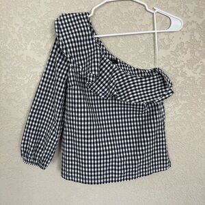 Gingham One Shoulder Top, JCREW